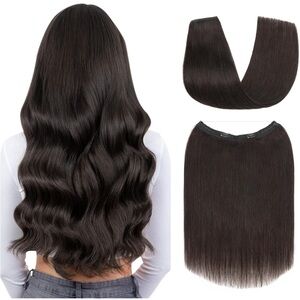 Natural Black Remy Human Hair 16 Inch Halo Hair Extensions